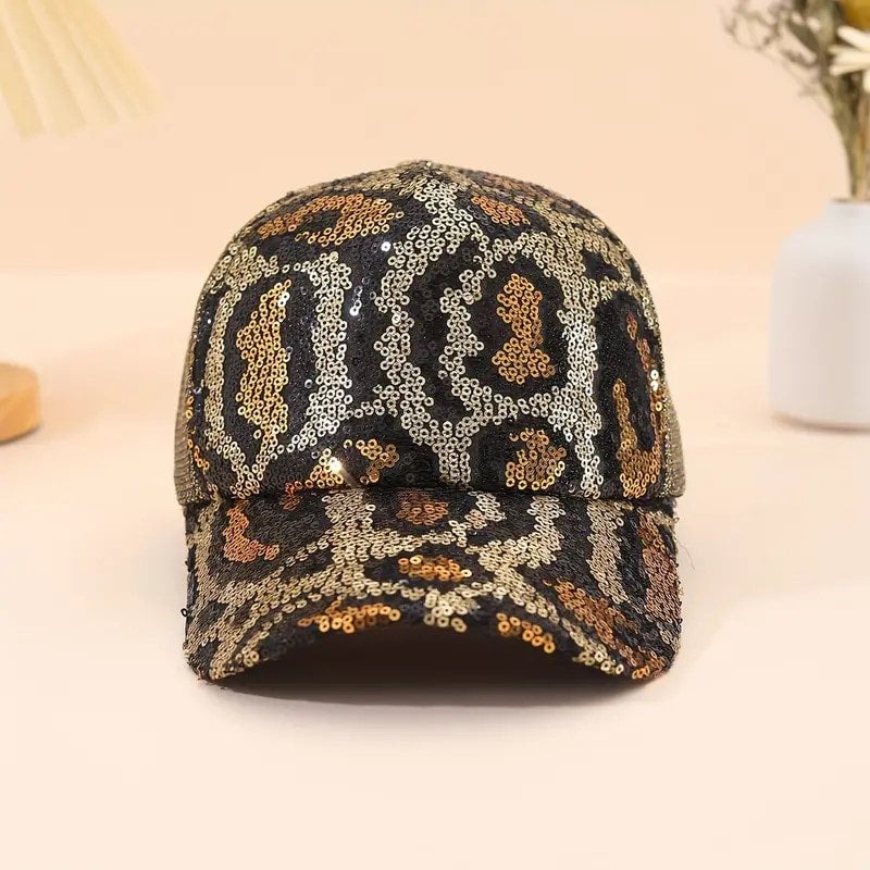 leopard sequin baseball cap | Trulee Your Online Avenue display picture 1